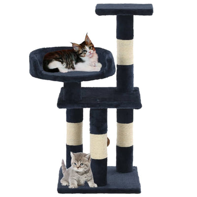 kradsetræ til katte med sisal-kradsestolper 65 cm blå