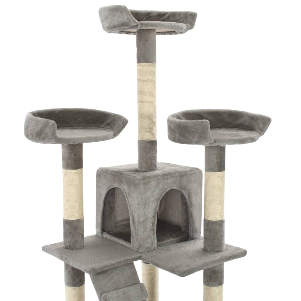 kradsetræ til katte med sisal-kradsestolper 170 cm grå