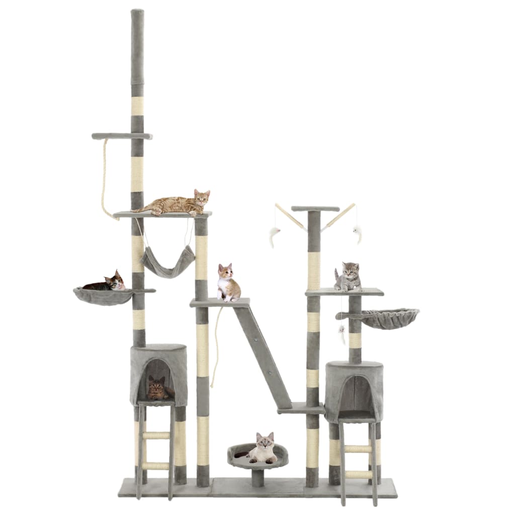 kradsetræ til katte med sisal-kradsstolper 230-250 cm grå