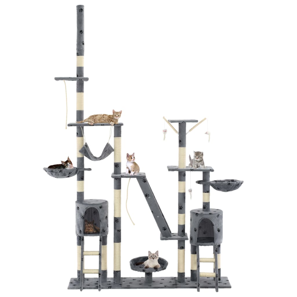 kradsetræ til katte med sisal-kradsestolper 230-250 cm poteprint grå