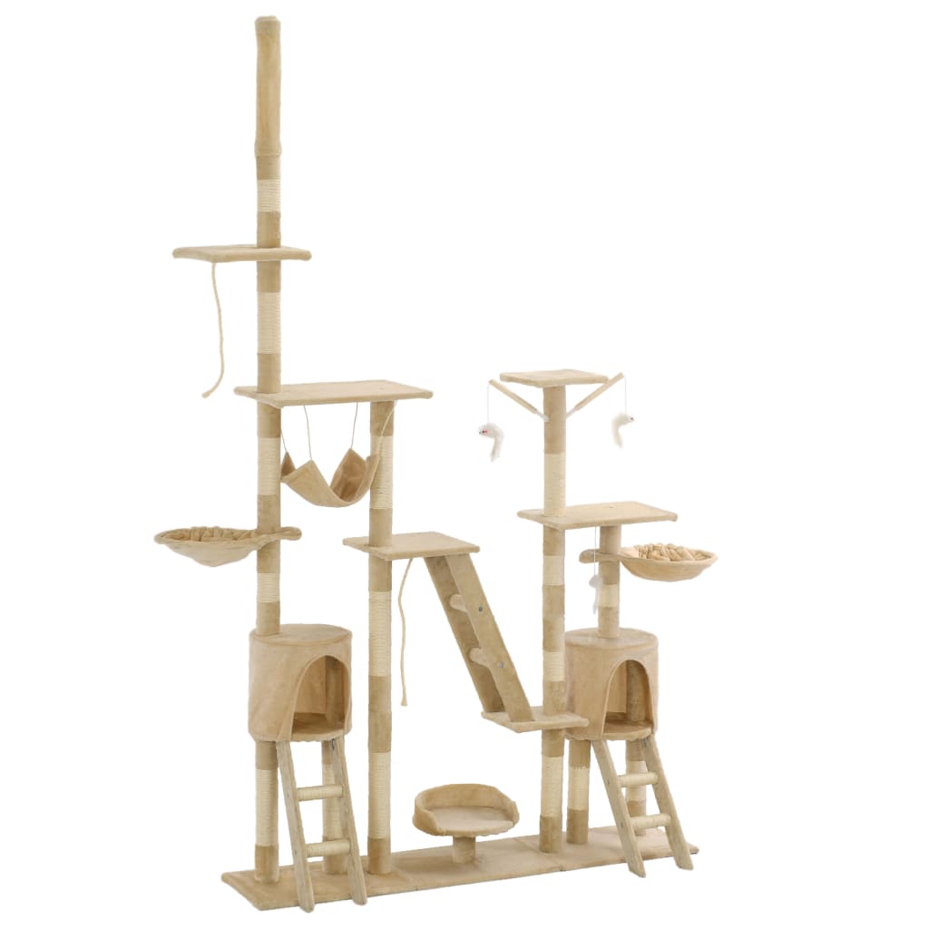 kradsetræ til katte med sisal-kradsestolper 230-250 cm beige