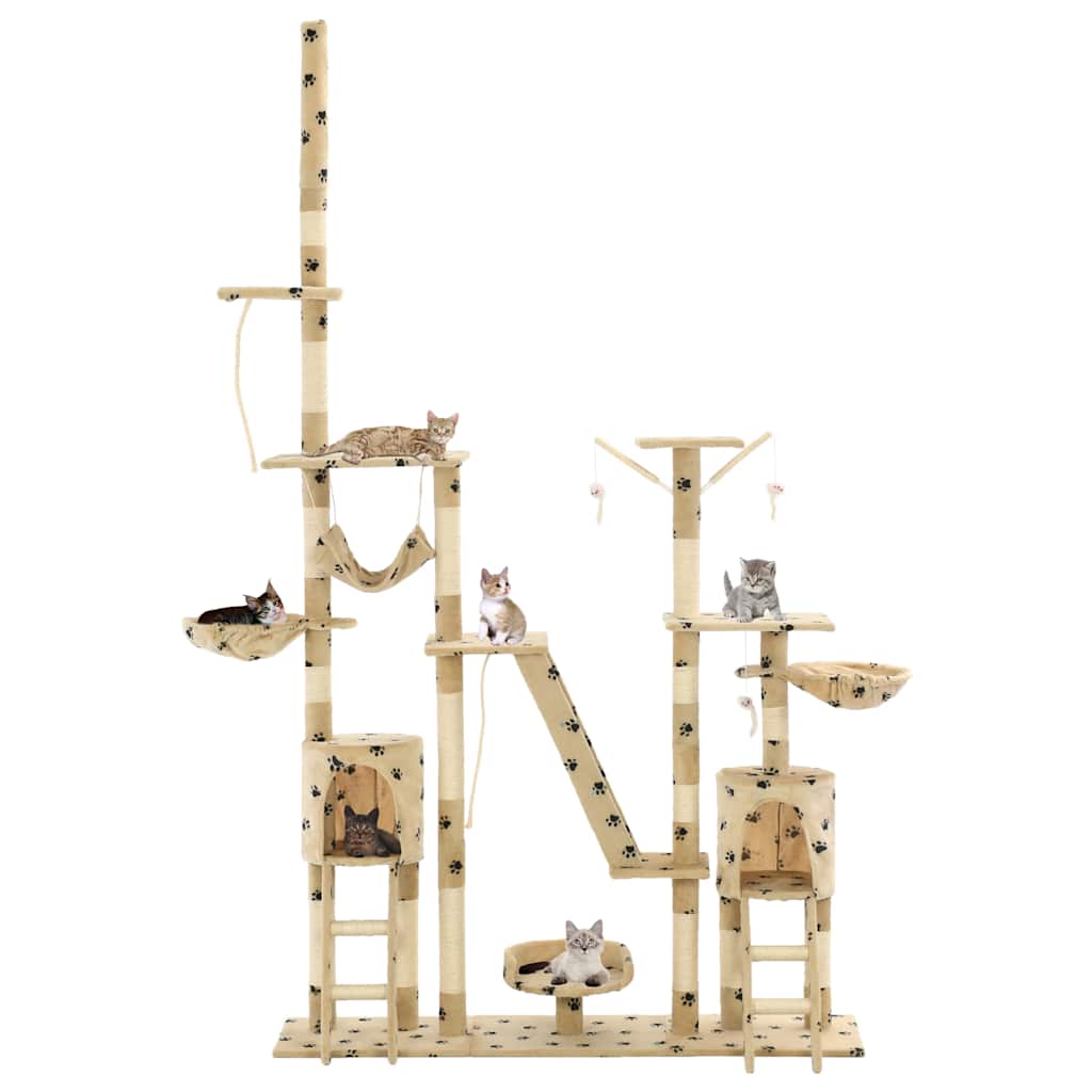 kradsetræ til katte med sisal-kradsestolper 230-250 cm poteprint beige