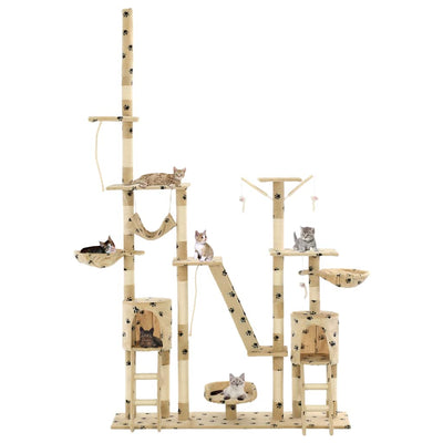 kradsetræ til katte med sisal-kradsestolper 230-250 cm poteprint beige