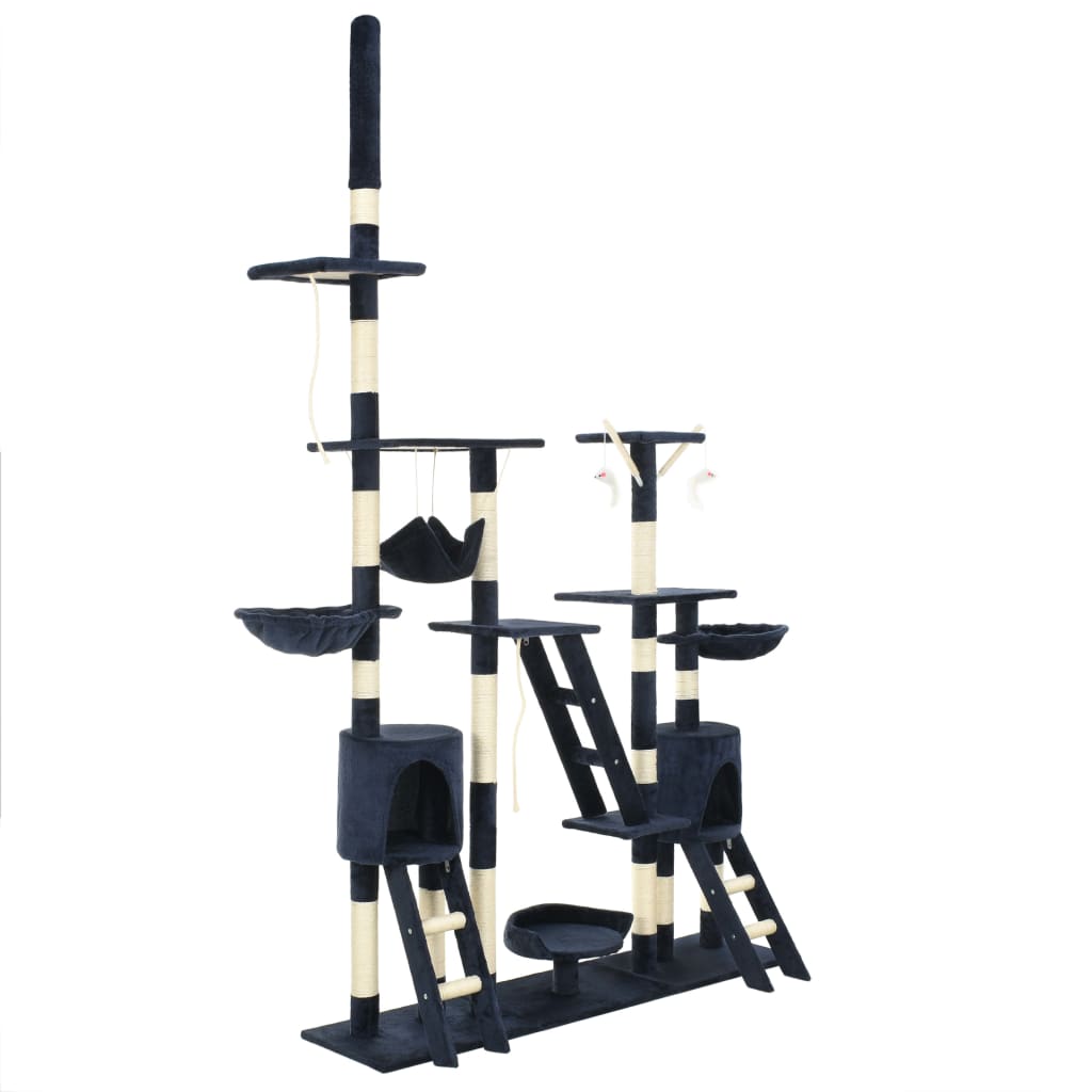 kradsetræ til katte med sisal-kradsestolper 230-250 cm blå