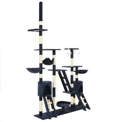 kradsetræ til katte med sisal-kradsestolper 230-250 cm blå