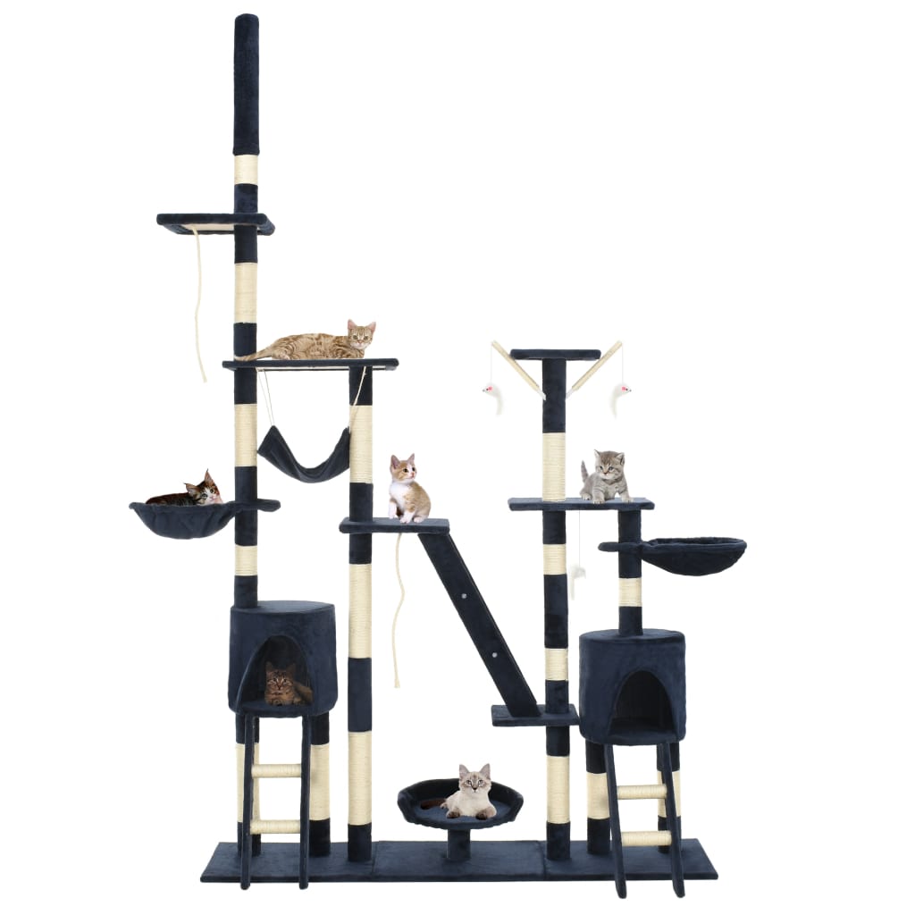 kradsetræ til katte med sisal-kradsestolper 230-250 cm blå