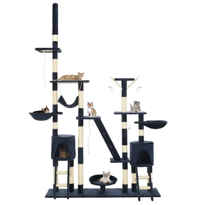 kradsetræ til katte med sisal-kradsestolper 230-250 cm blå