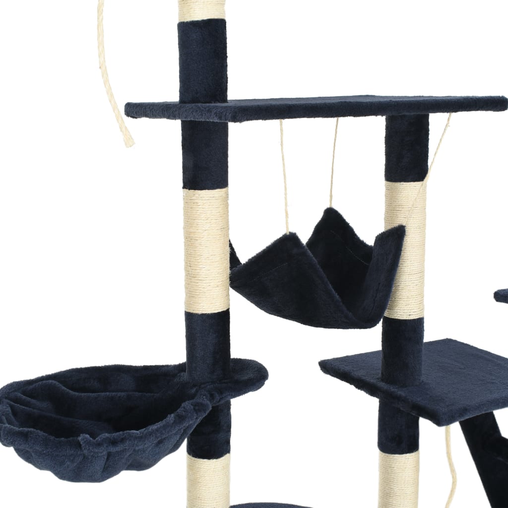 kradsetræ til katte med sisal-kradsestolper 230-250 cm blå