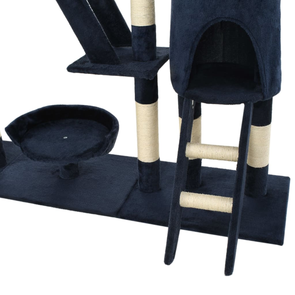 kradsetræ til katte med sisal-kradsestolper 230-250 cm blå