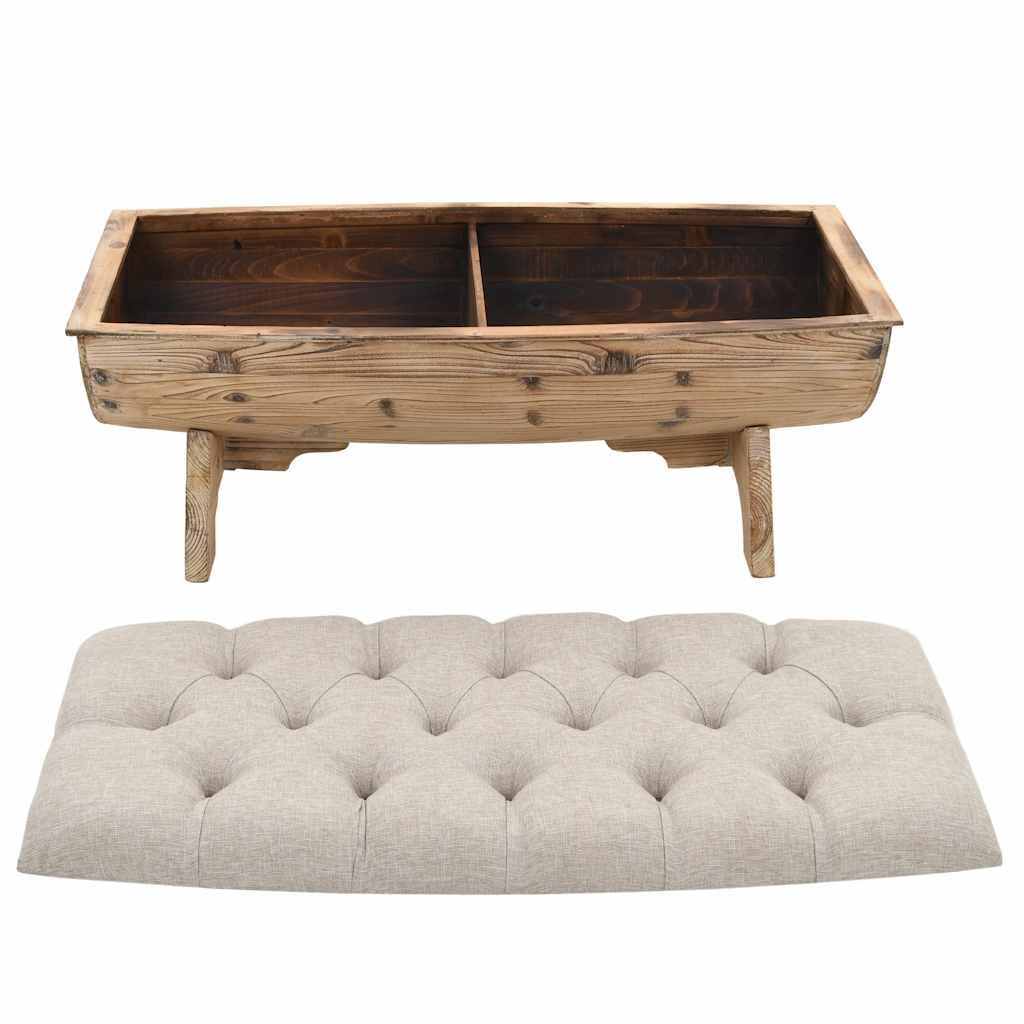 opbevaringsbænk massivt træ og stof 103 x 51 x 44 cm