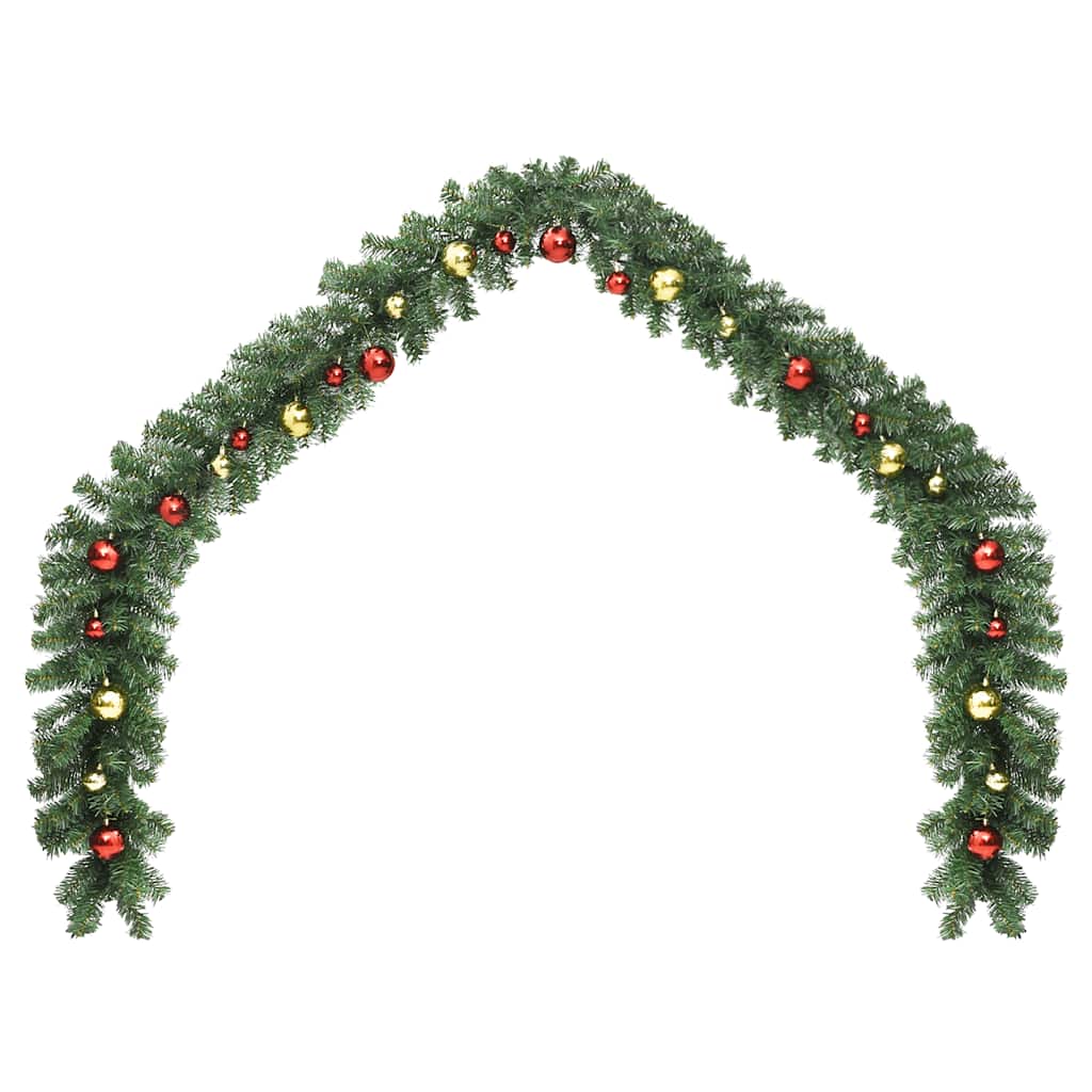 juleguirlande dekoreret med kugler og LED-lys 5 m