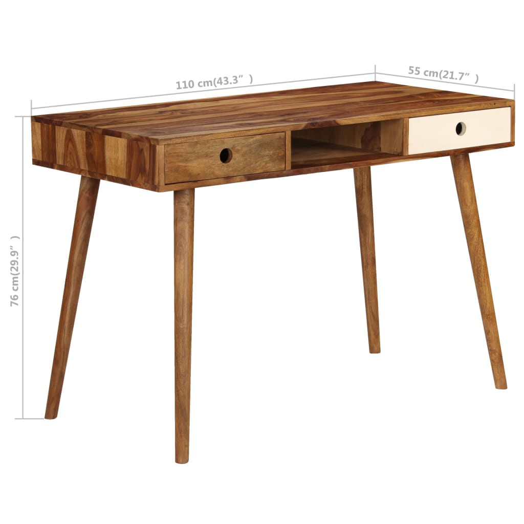 skrivebord 110 x 55 x 76 cm massivt akacietræ