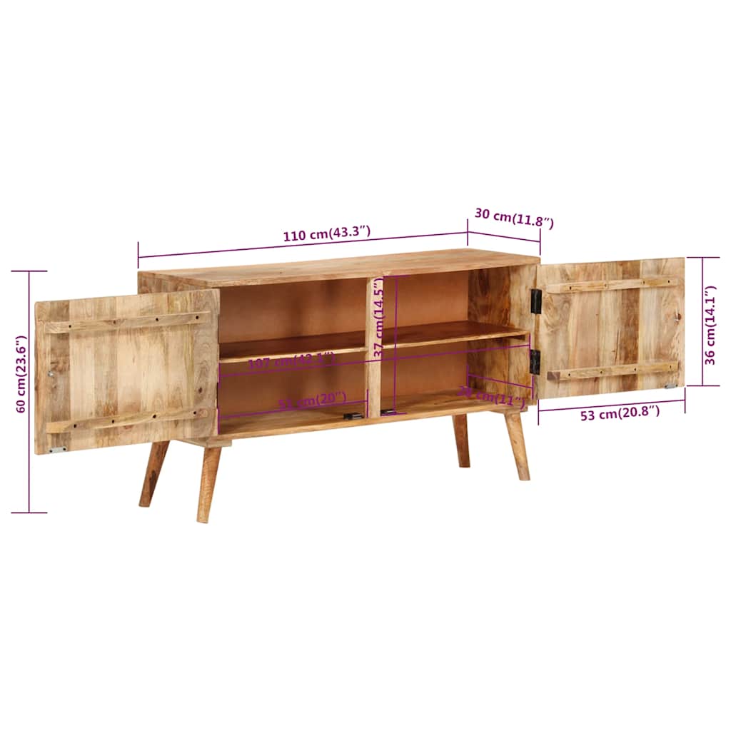 skænk 110x30x60 cm massivt mangotræ