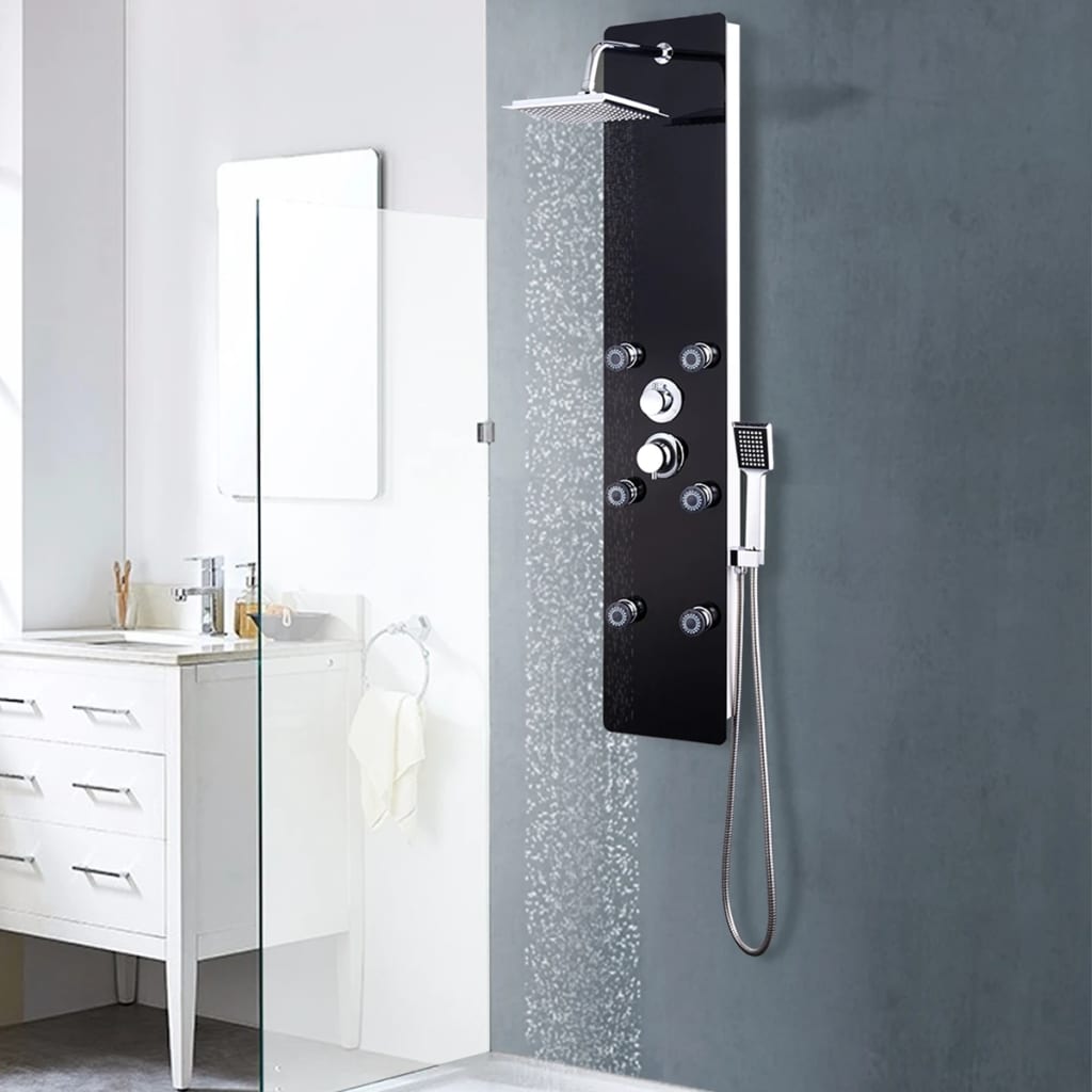 bruserpanel glas 25 x 44,6 x 130 cm sort