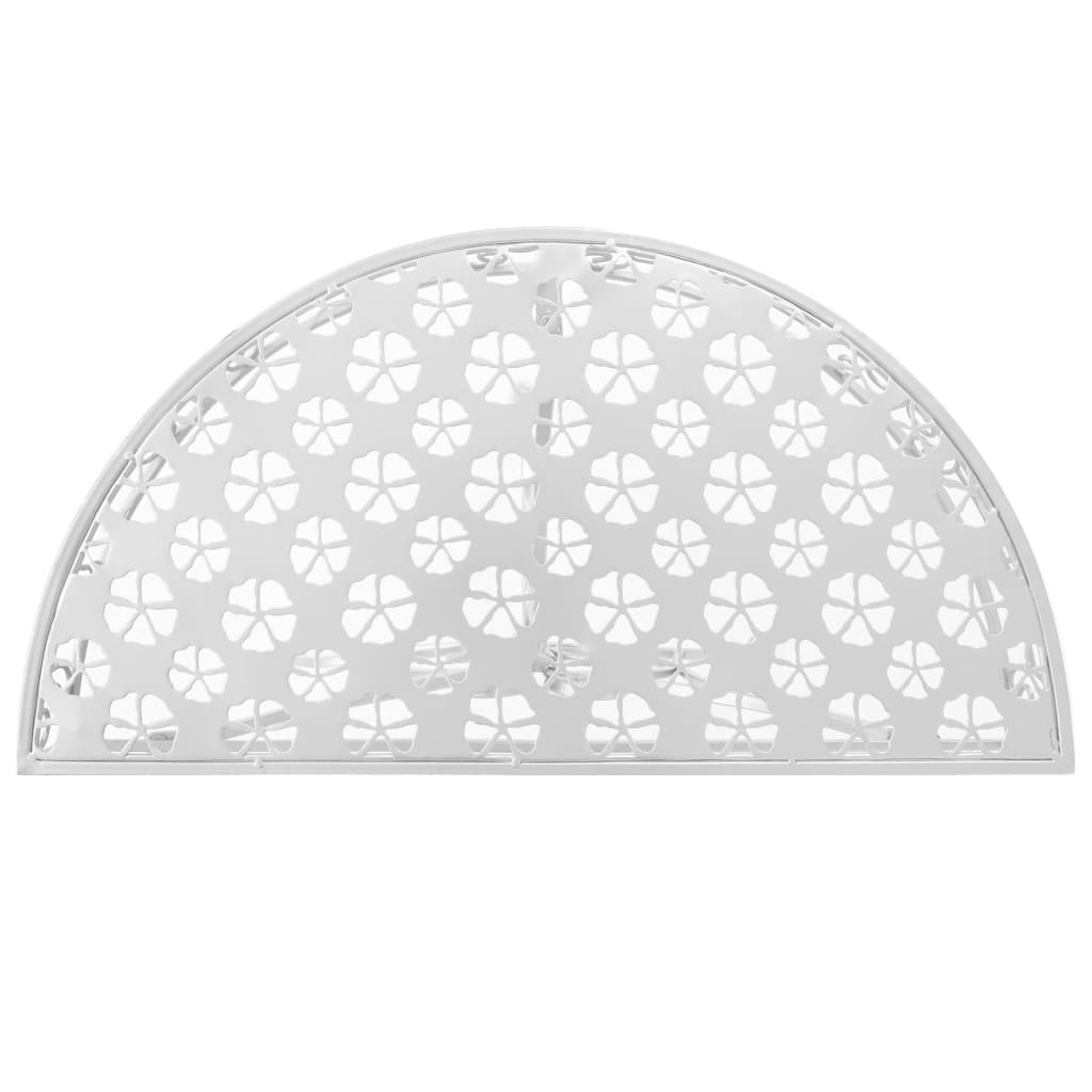 sidebord i vintagestil halvrund metal 72x36x74 cm sølvfarvet