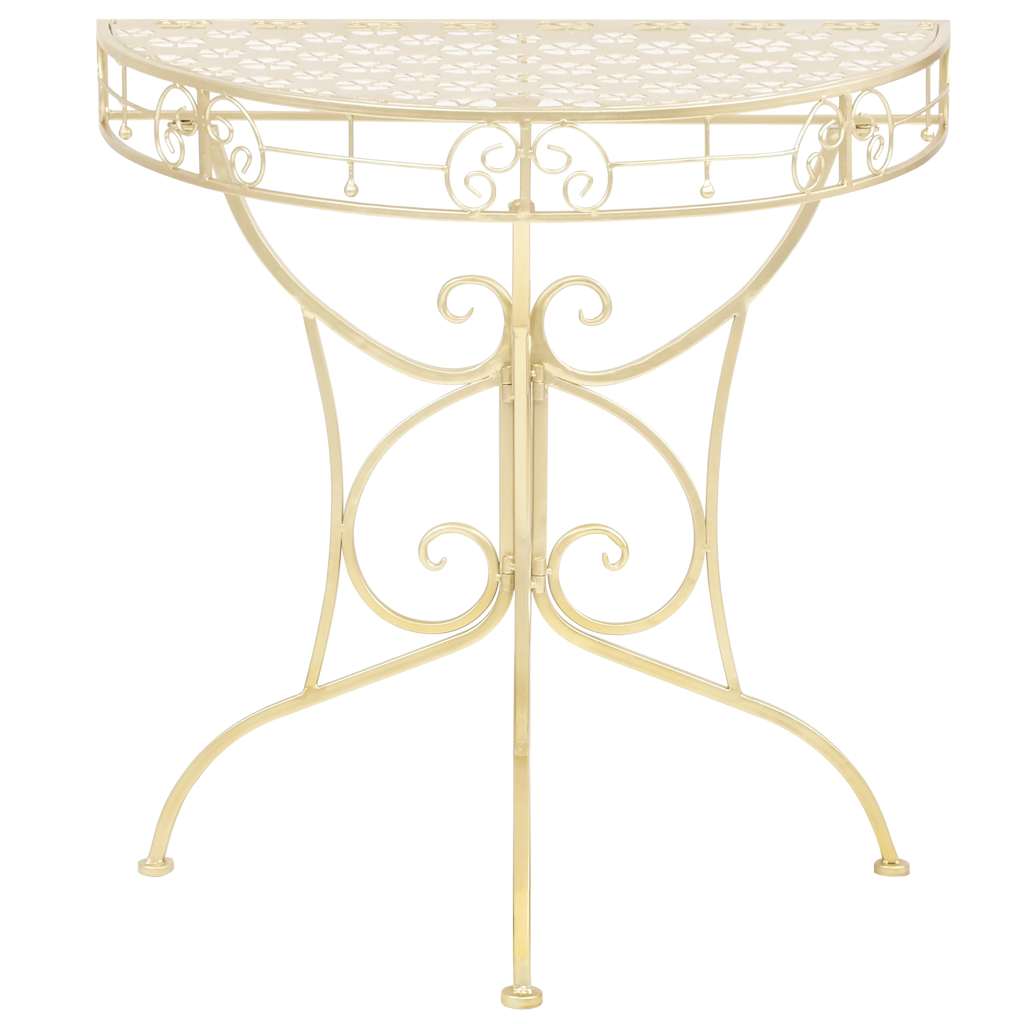 sidebord i vintagestil halvrund metal 72x36x74 cm guldfarvet