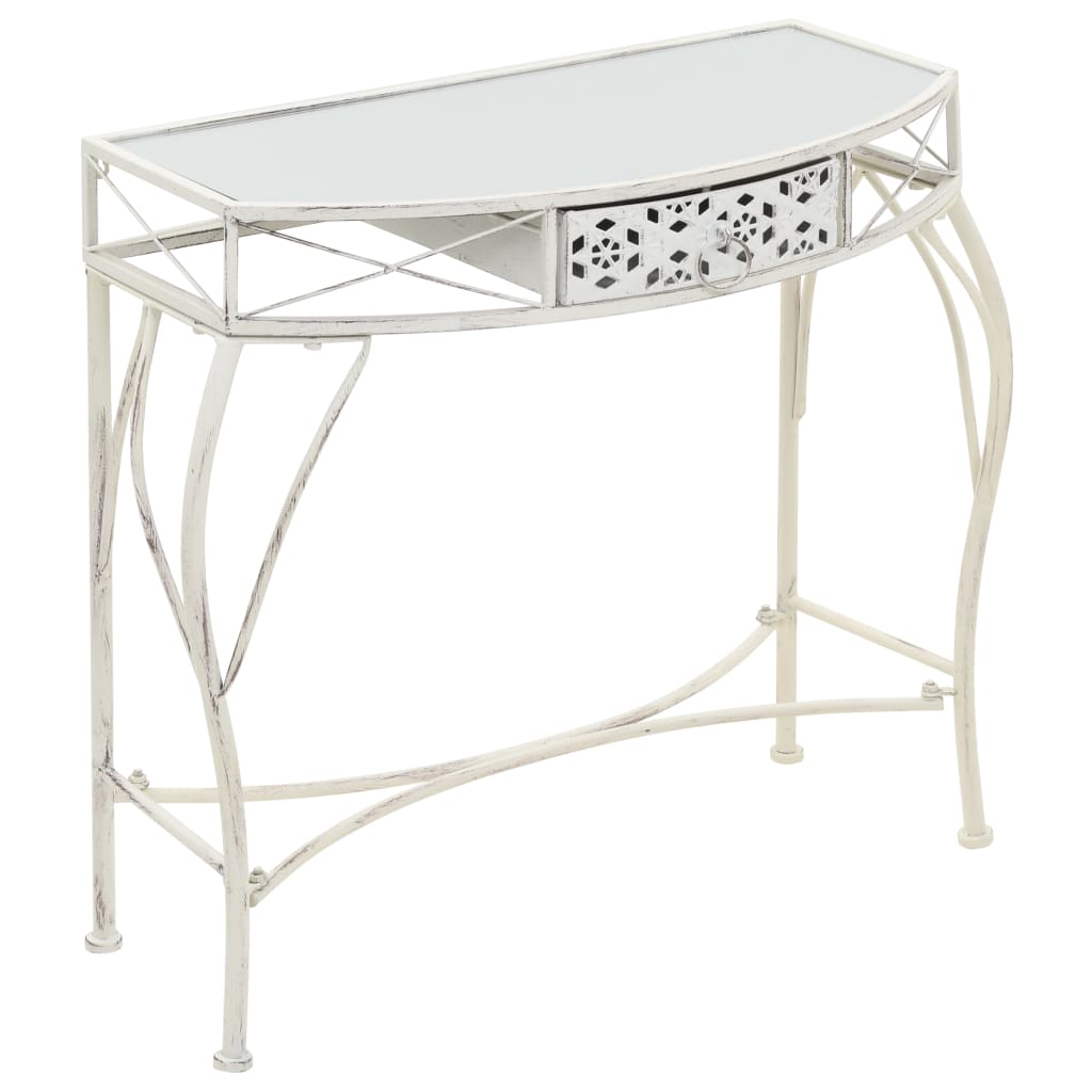 sidebord i fransk stil metal 82 x 39 x 76 cm hvid