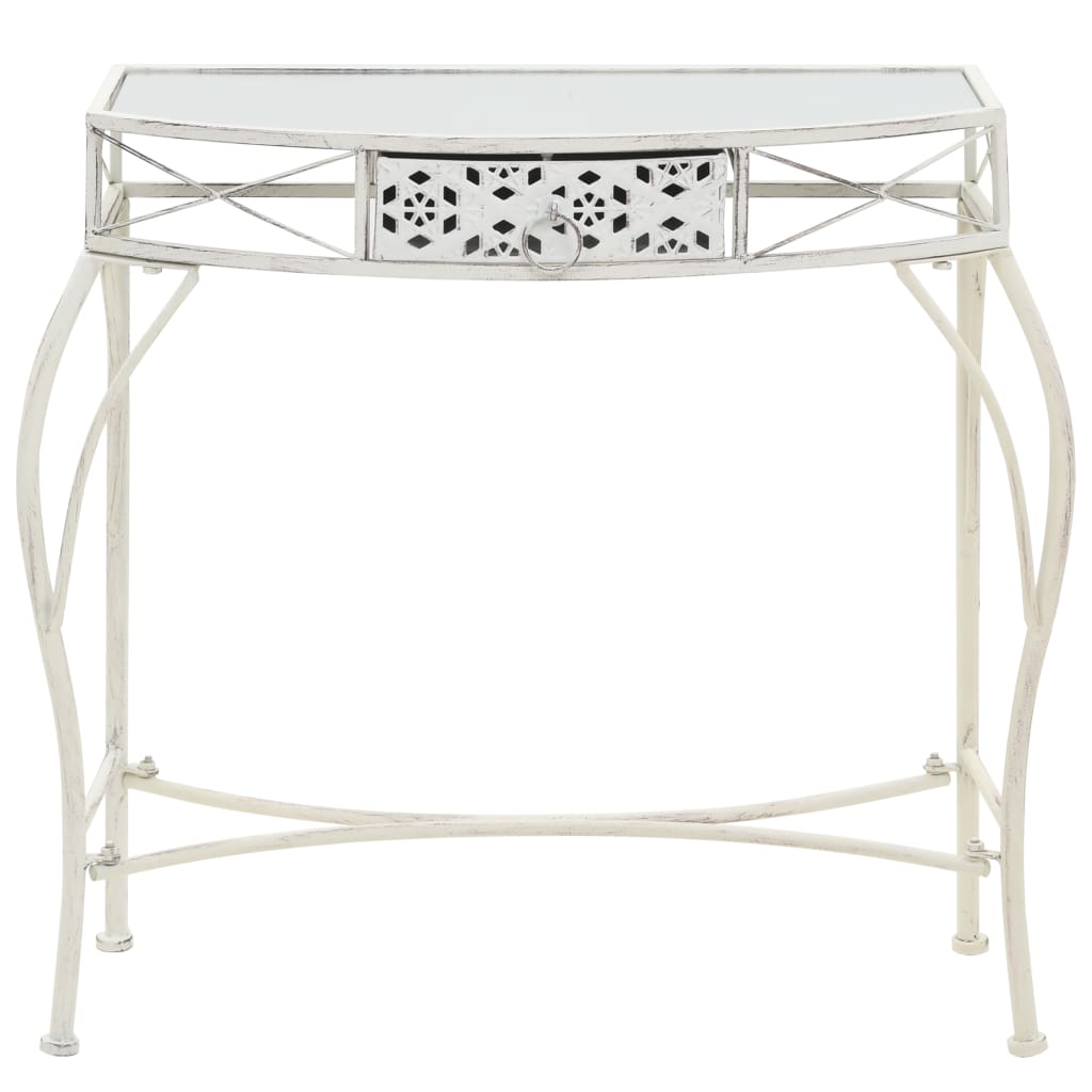 sidebord i fransk stil metal 82 x 39 x 76 cm hvid
