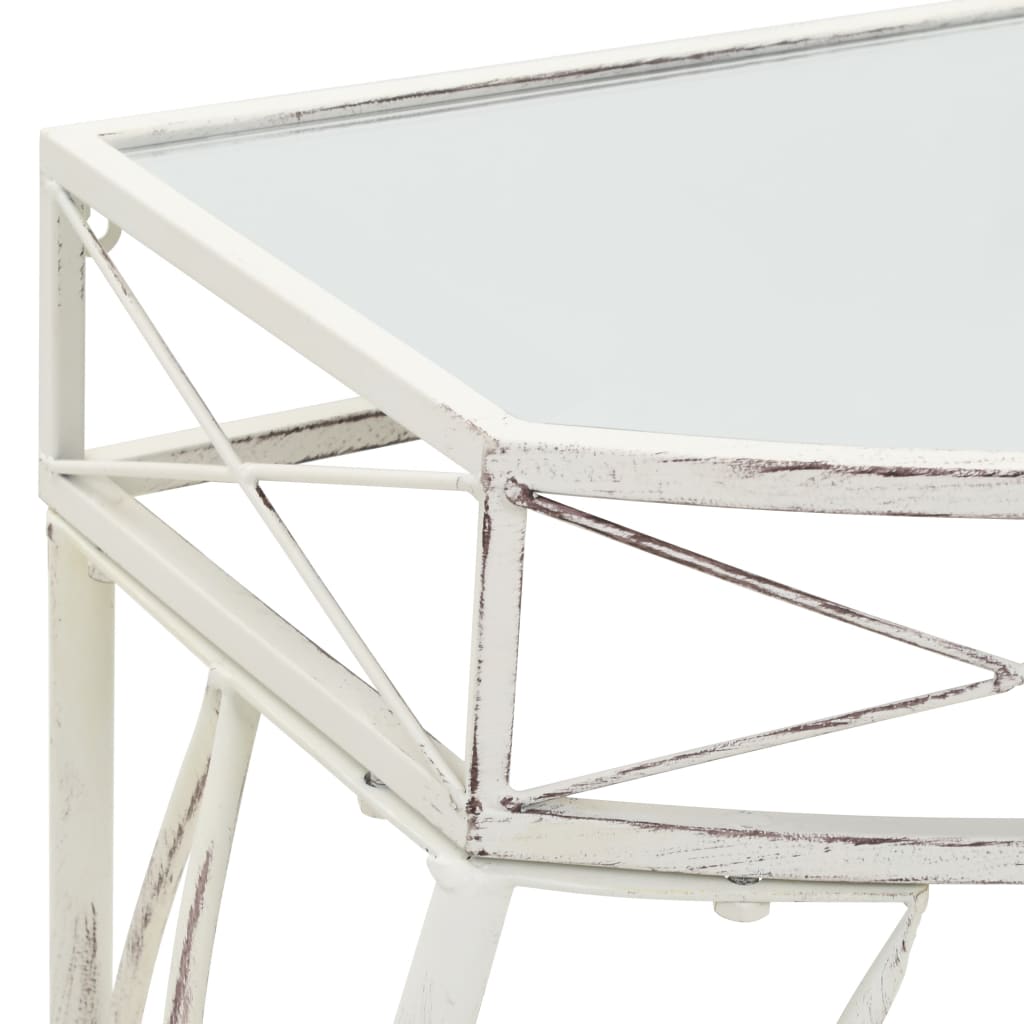 sidebord i fransk stil metal 82 x 39 x 76 cm hvid