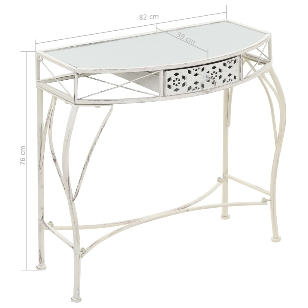 sidebord i fransk stil metal 82 x 39 x 76 cm hvid