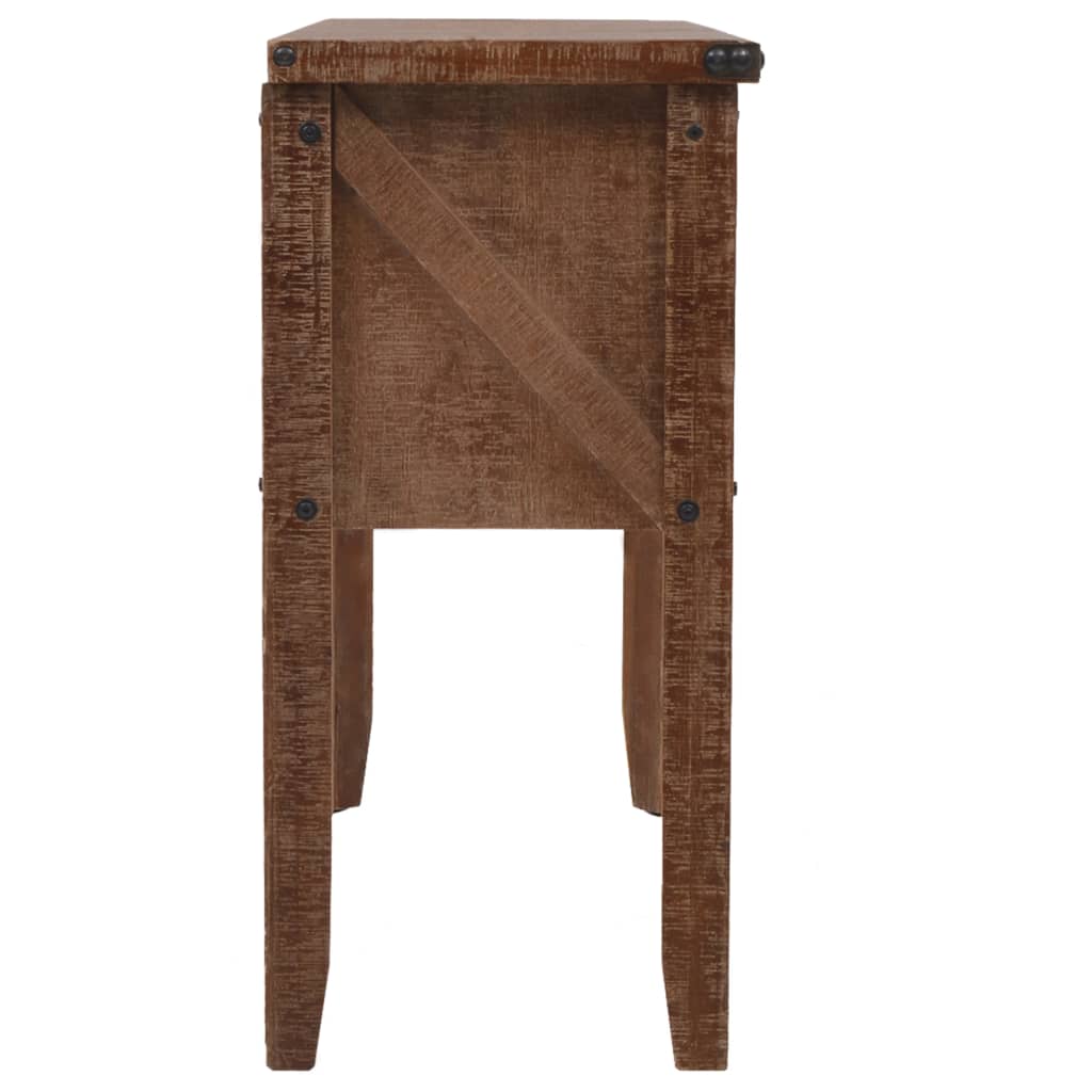 konsolskab i massivt grantræ 131 x 35,5 x 75 cm brun