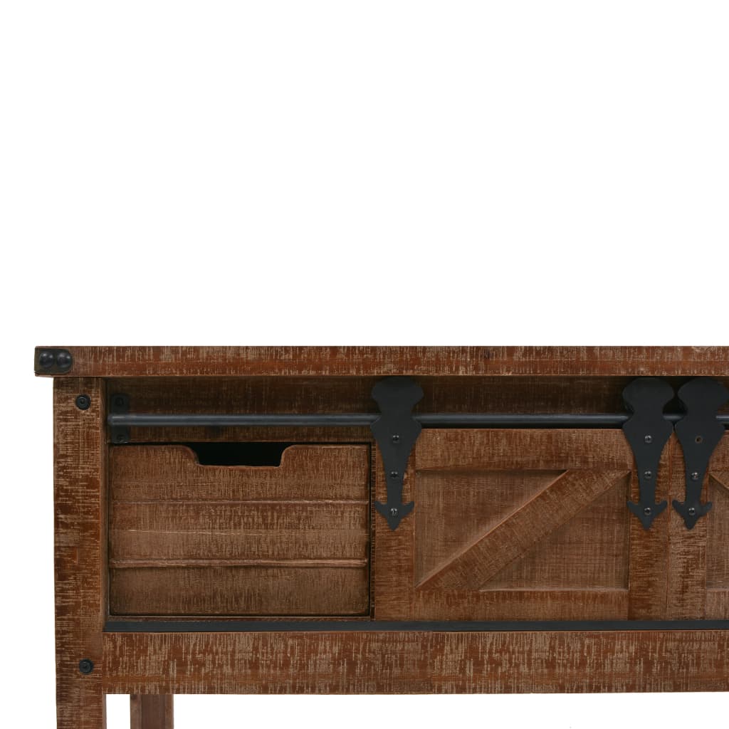 konsolskab i massivt grantræ 131 x 35,5 x 75 cm brun