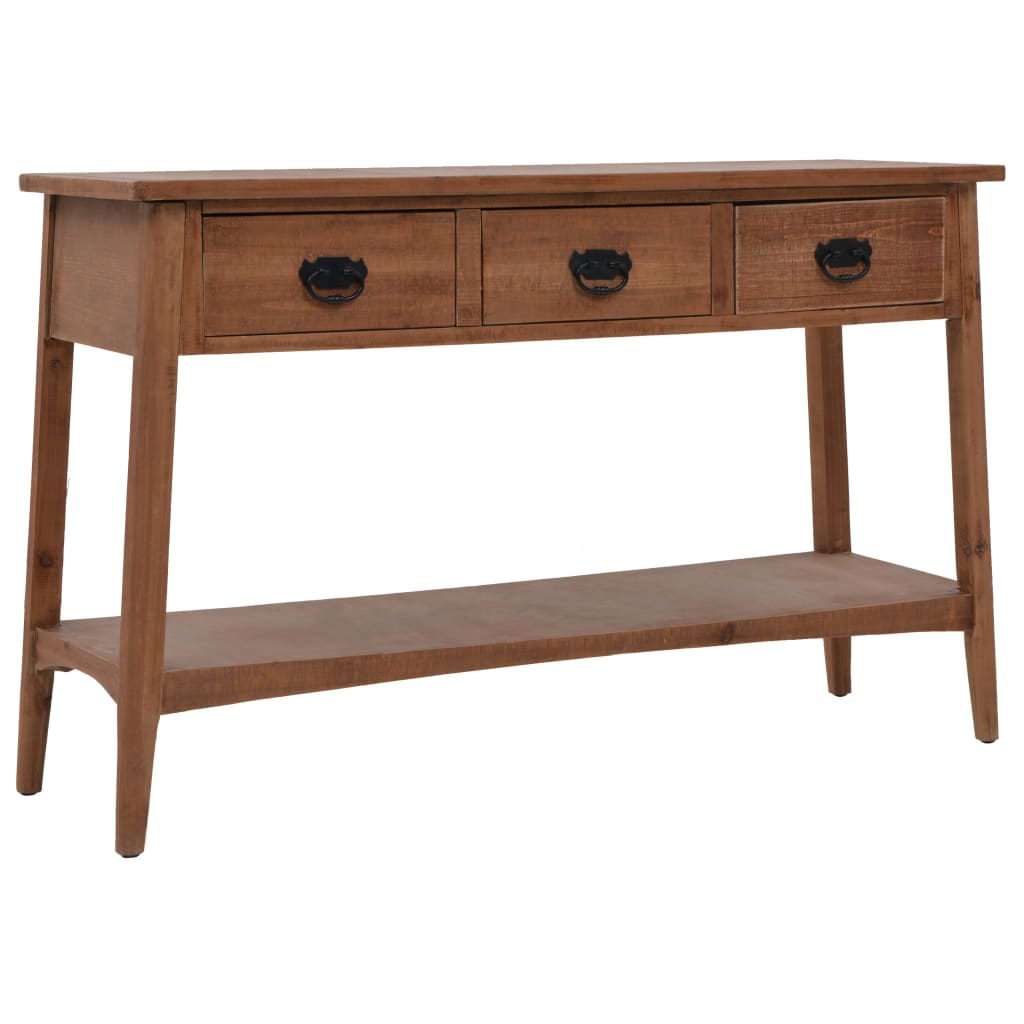 konsolbord i massivt grantræ 126 x 40 x 77,5 cm brun