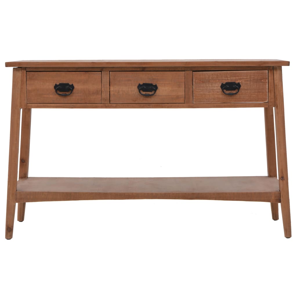 konsolbord i massivt grantræ 126 x 40 x 77,5 cm brun