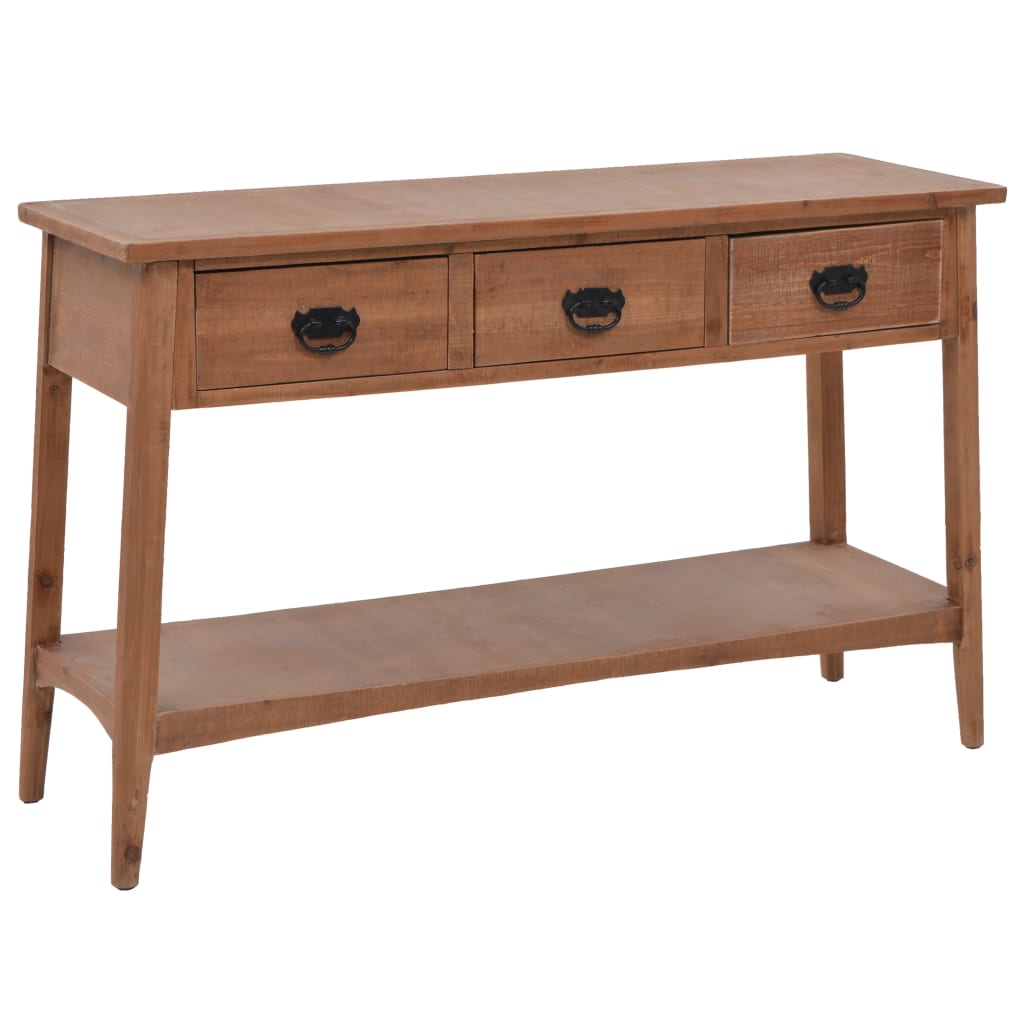 konsolbord i massivt grantræ 126 x 40 x 77,5 cm brun