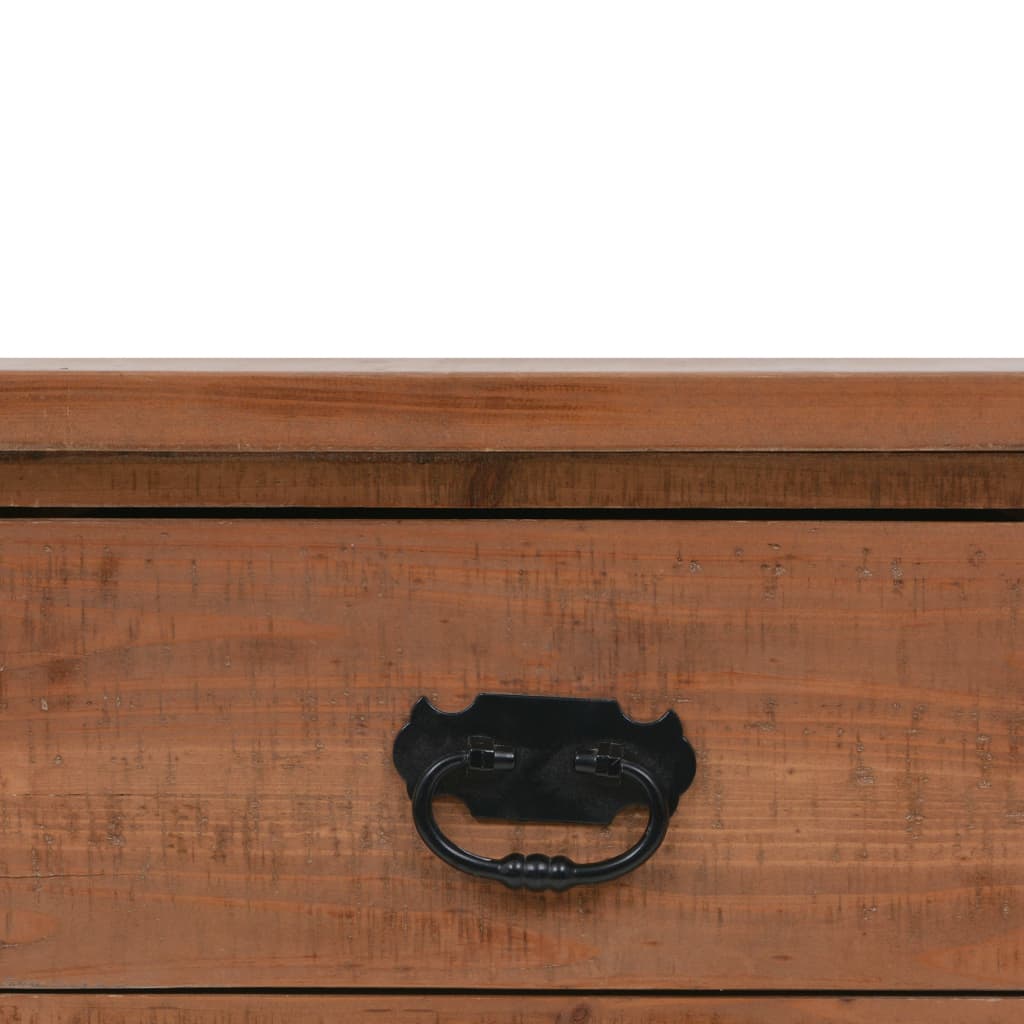 konsolbord i massivt grantræ 126 x 40 x 77,5 cm brun