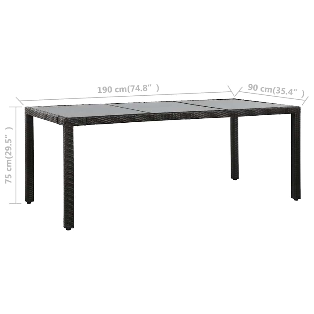 udendørs spisebordssæt 9 dele polyrattan sort
