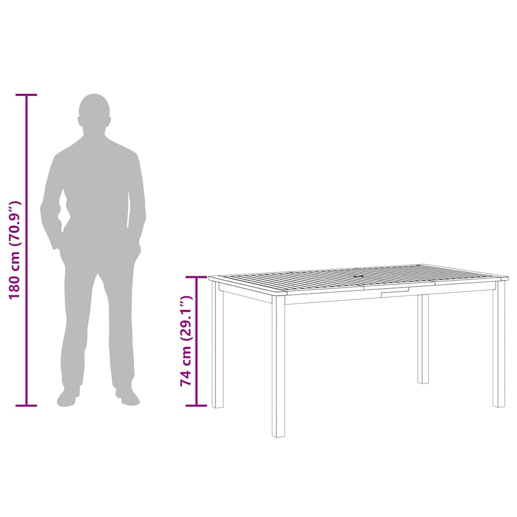 havebord 150 x 90 x 74 cm massivt akacietræ