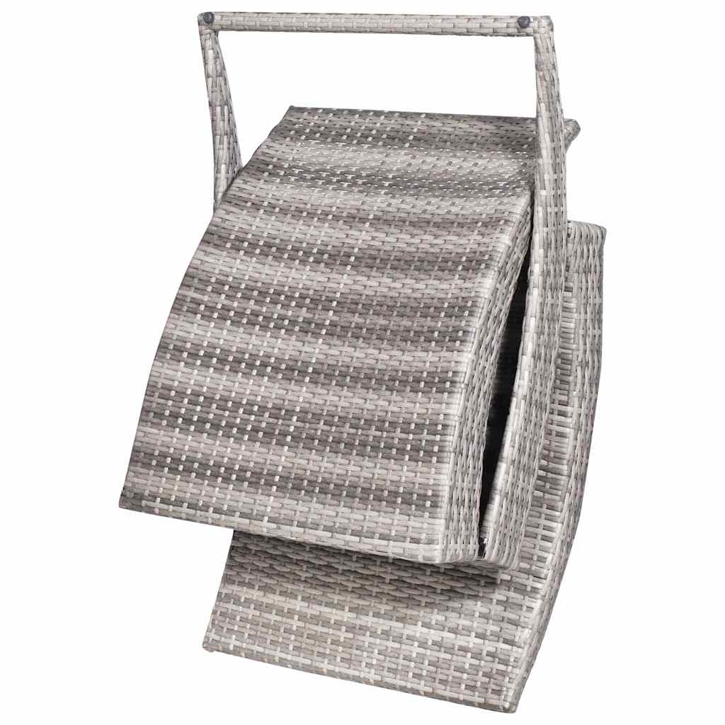 foldbar liggestol med hynde polyrattan grå