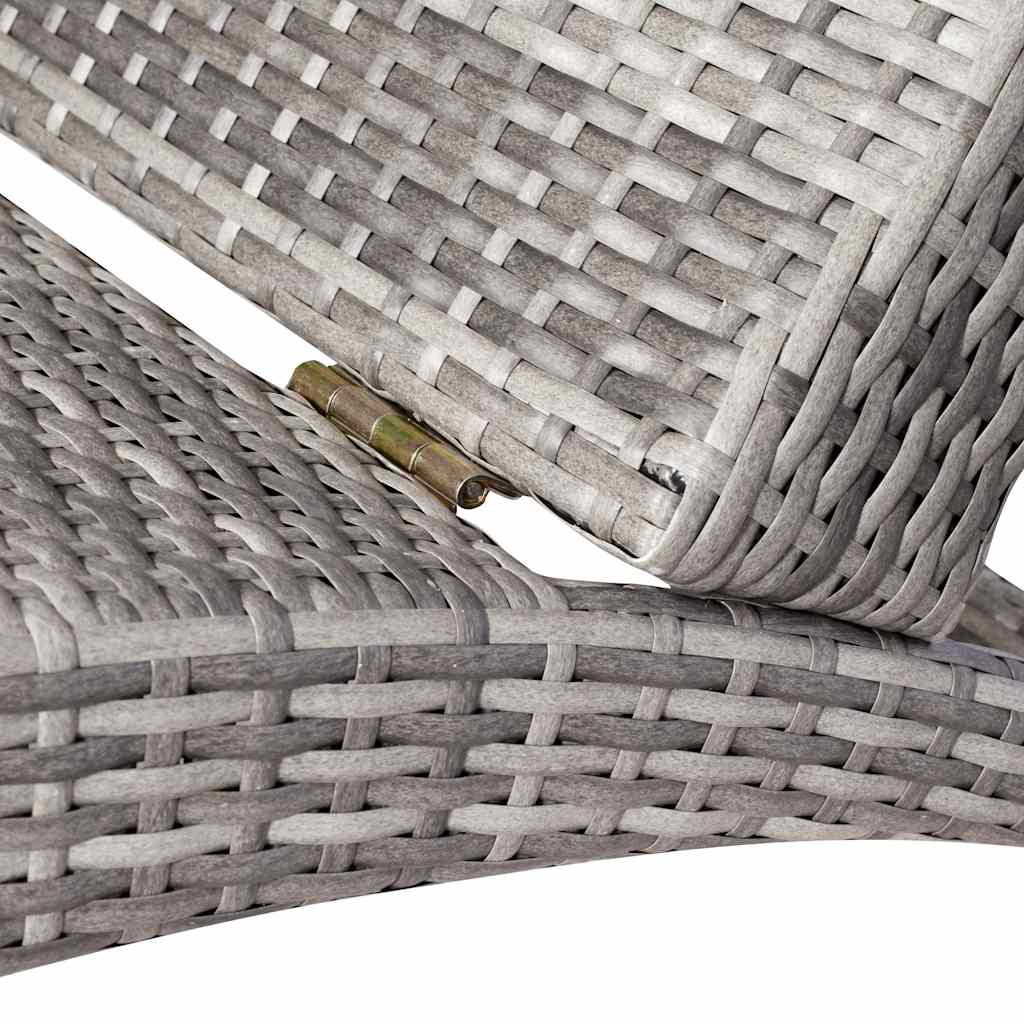 foldbar liggestol med hynde polyrattan grå