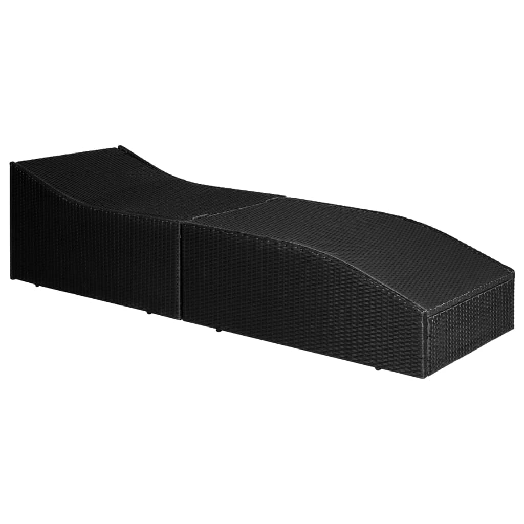 liggestol med hynde polyrattan sort