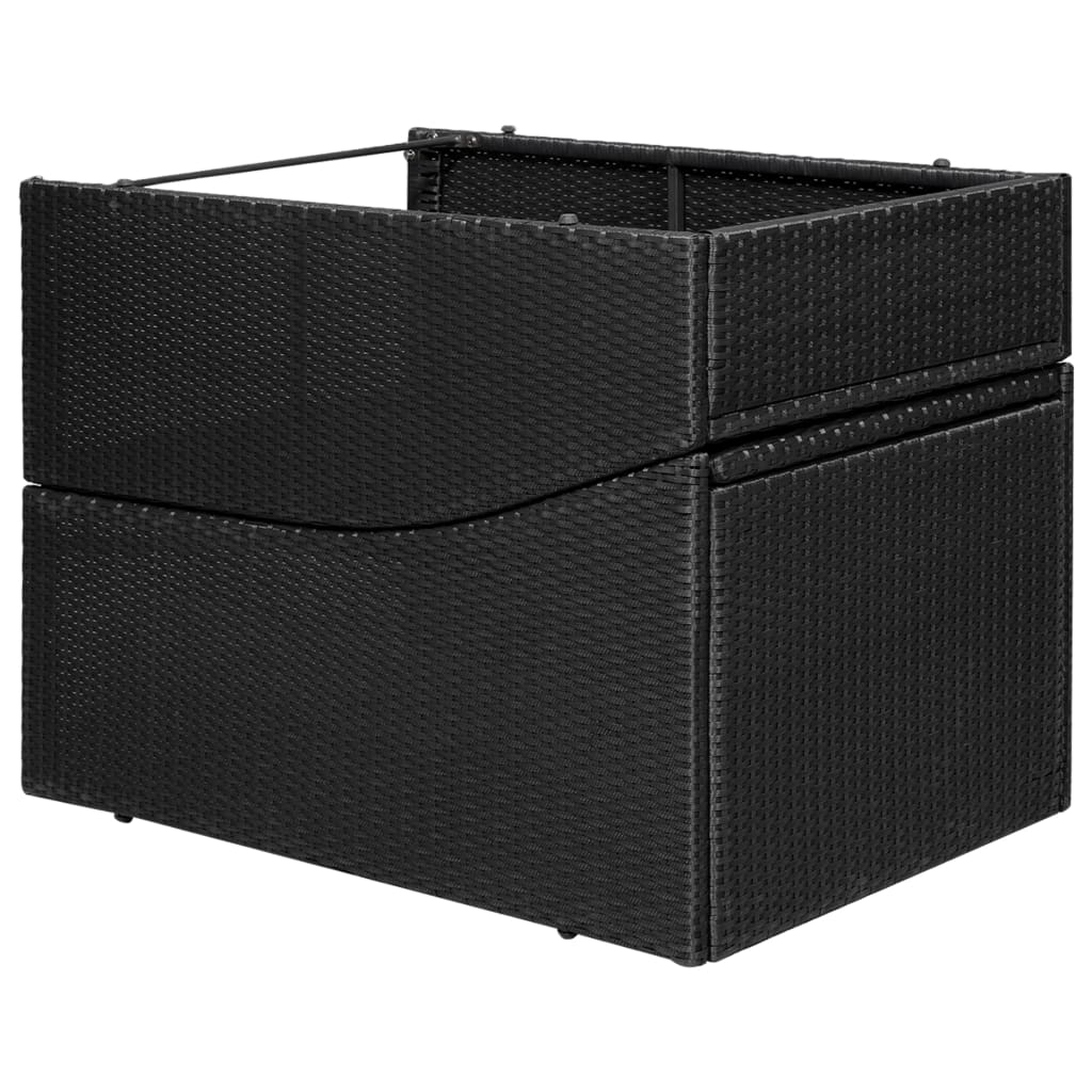 liggestol med hynde polyrattan sort