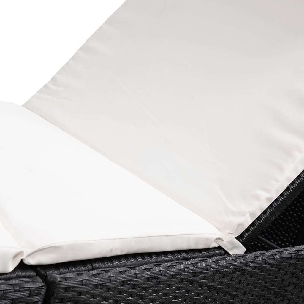 liggestol med hynde polyrattan sort