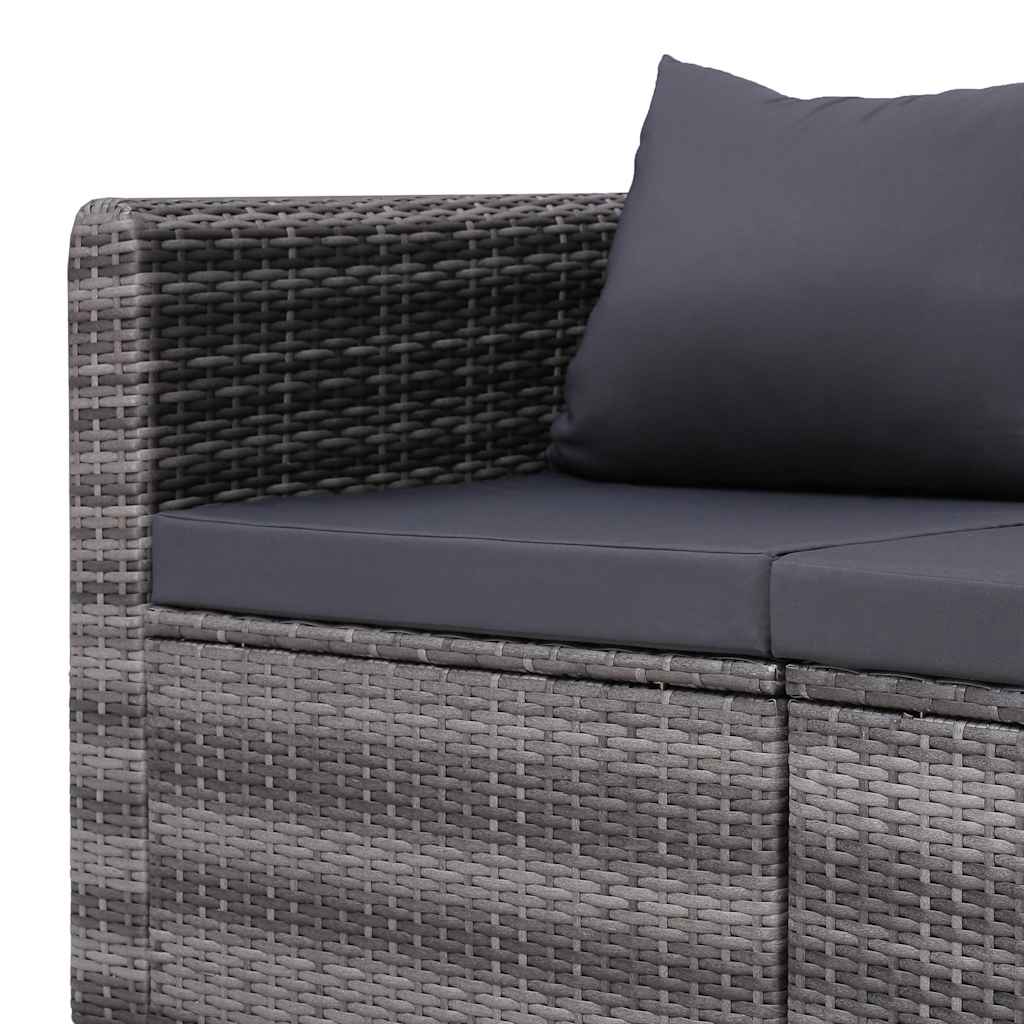 havesofasæt i 3 dele med hynder polyrattan grå