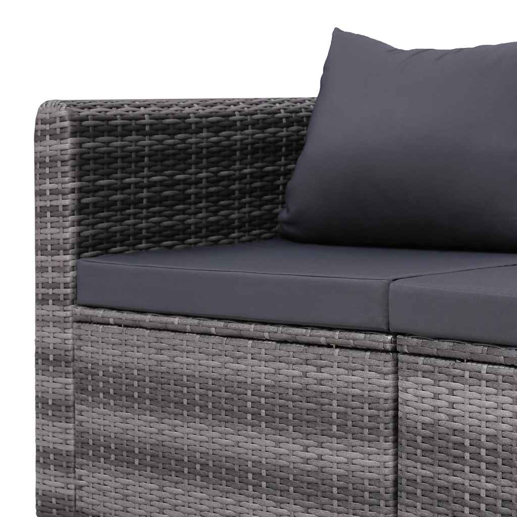 havesofasæt i 4 dele med hynder polyrattan grå