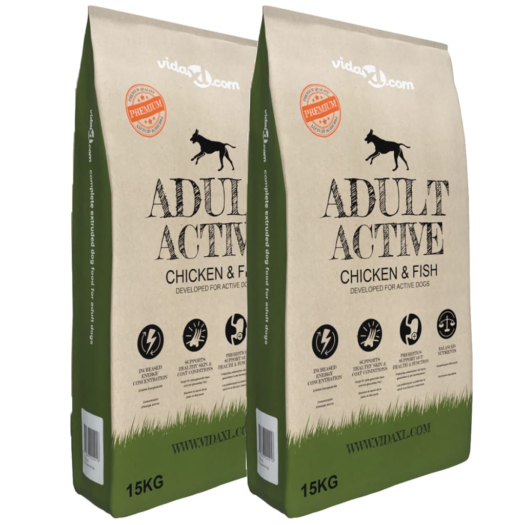 luksustørfoder til hund Adult Active Chicken & Fish (2 x 15 kg)