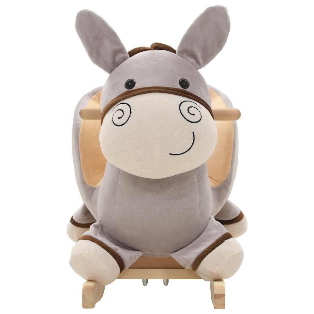 gyngedyr æsel med ryglæn 60x32x55 cm plysstof grå