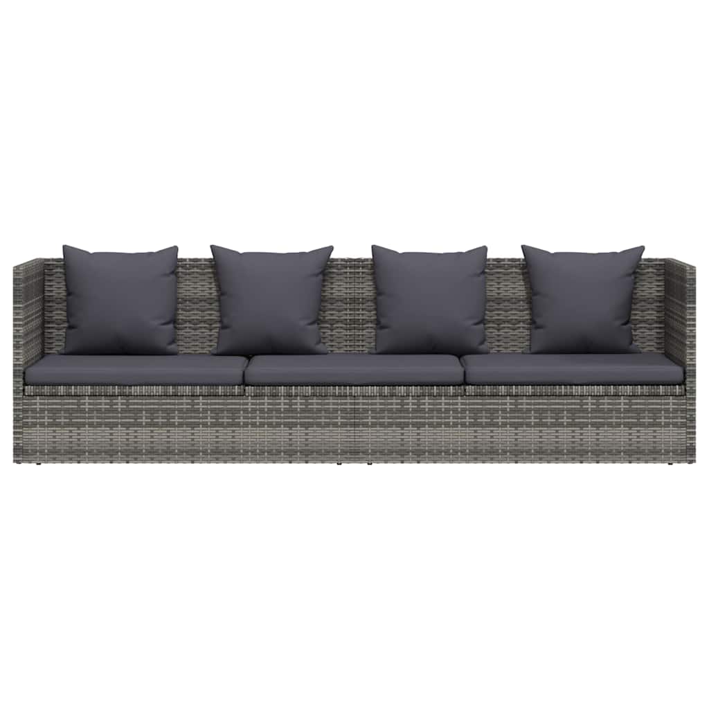 havebord 200x60 cm polyrattan grå