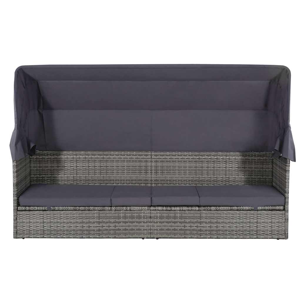 solseng med baldakin brun 205 x 62 cm polyrattan
