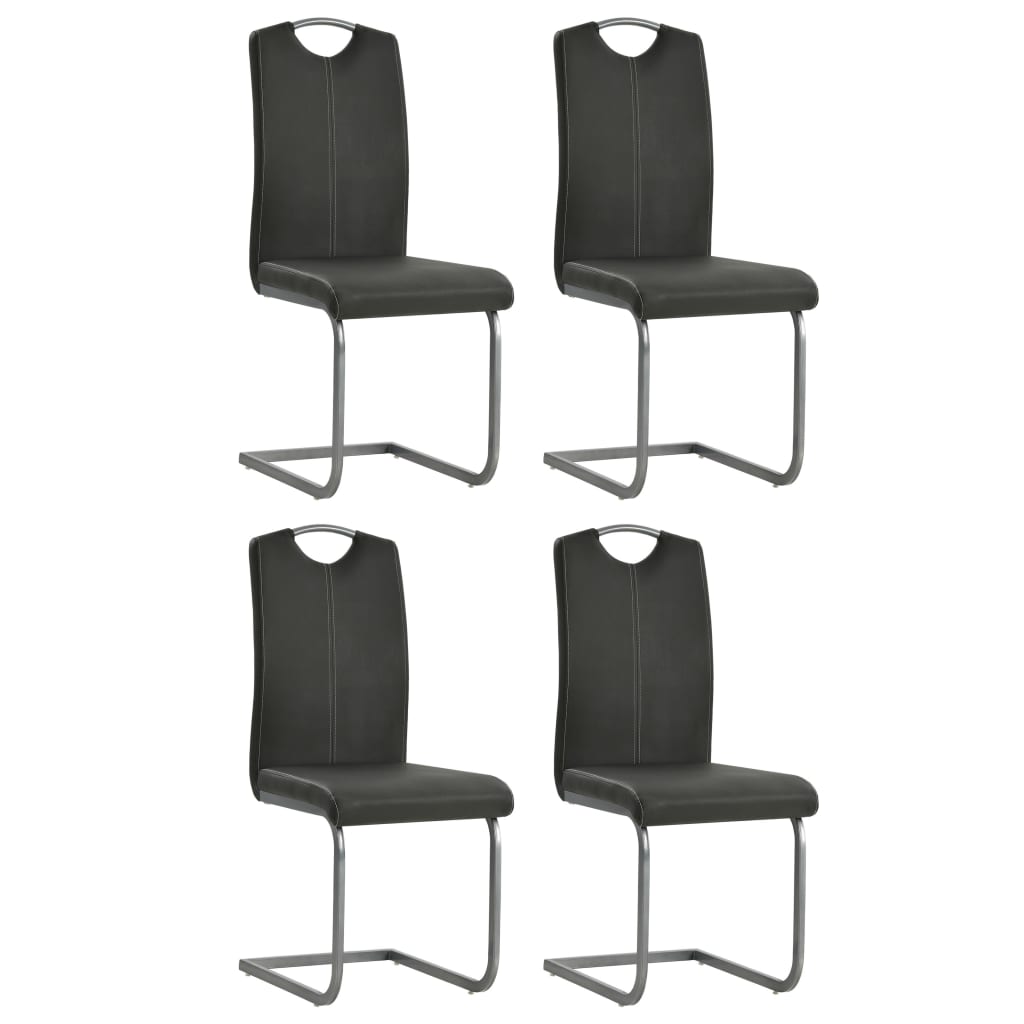 spisebordsstole med cantilever 4 stk. kunstlæder grå