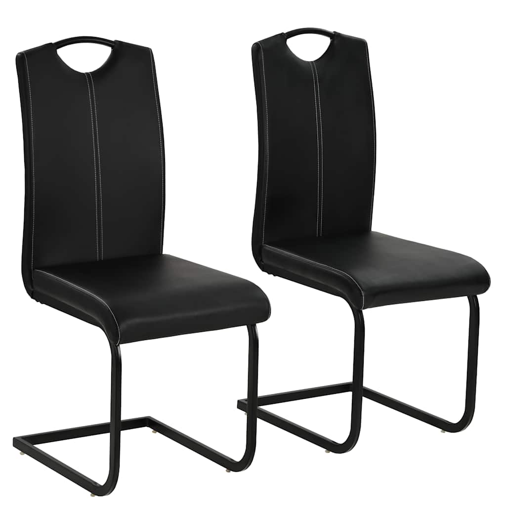 spisebordsstole 2 stk. cantilever-design kunstlæder sort