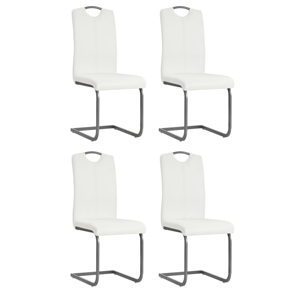 spisebordsstole med cantilever 4 stk. stof hvid