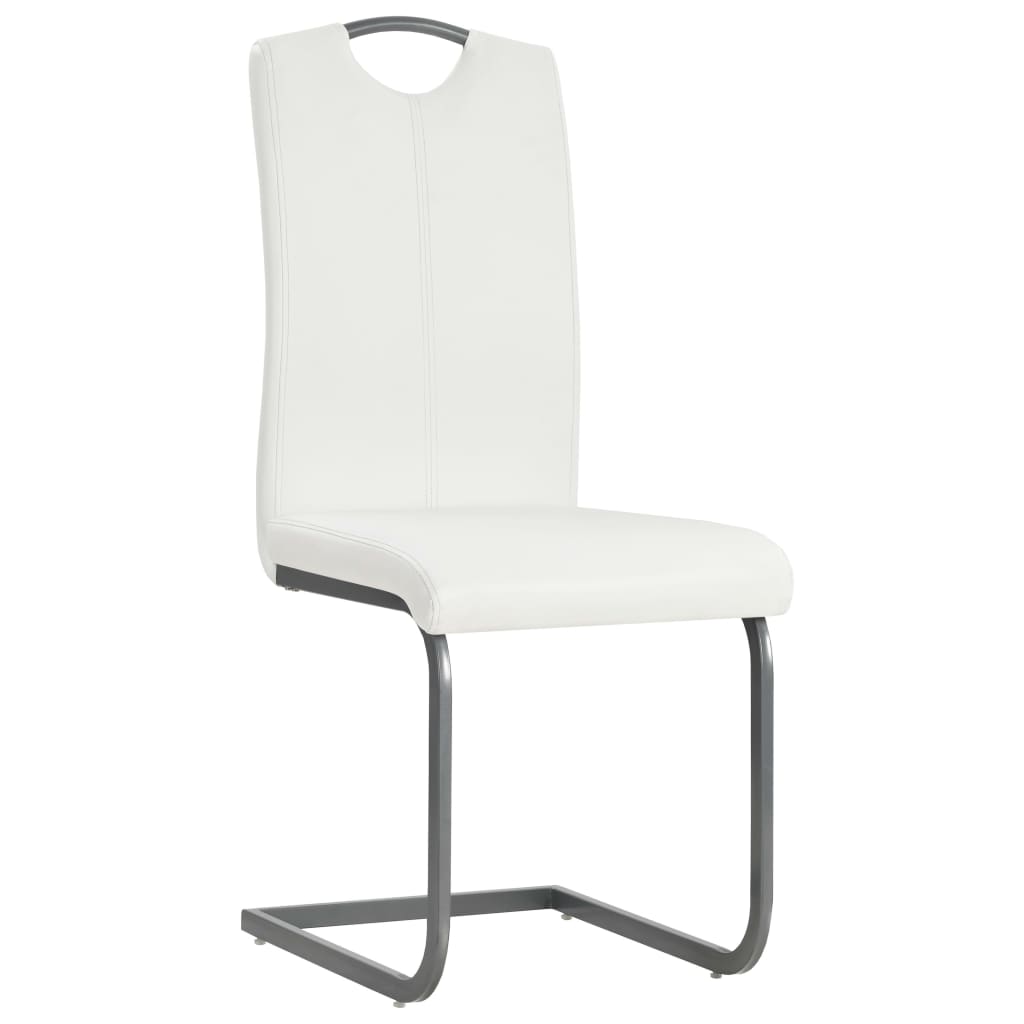 spisebordsstole med cantilever 4 stk. stof hvid