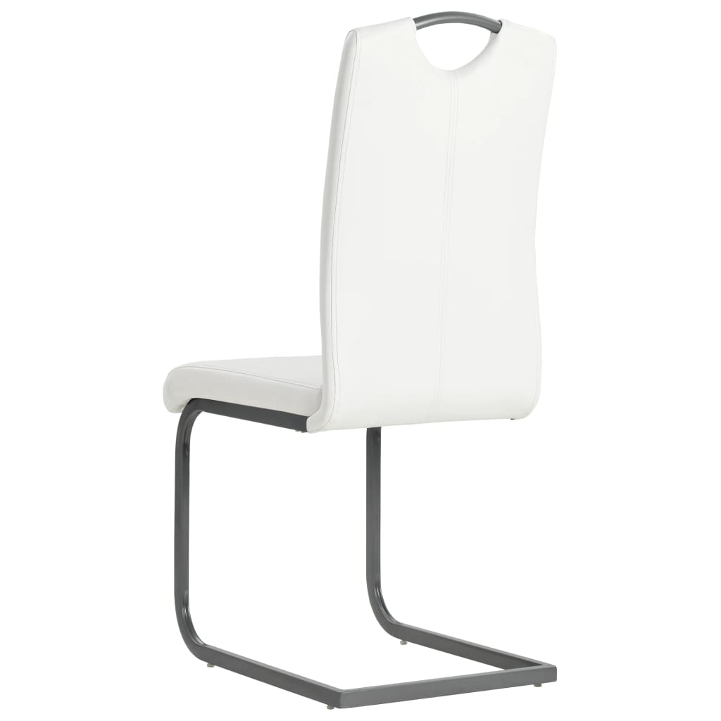 spisebordsstole med cantilever 4 stk. stof hvid