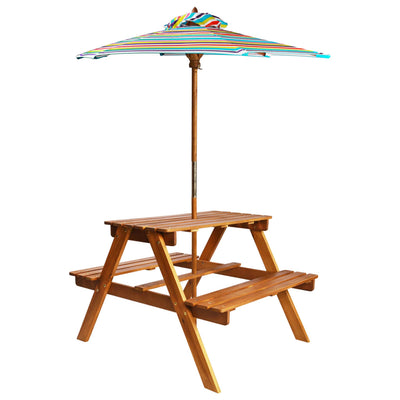 picnicbord med parasol til børn 79x90x60 cm akacietræ
