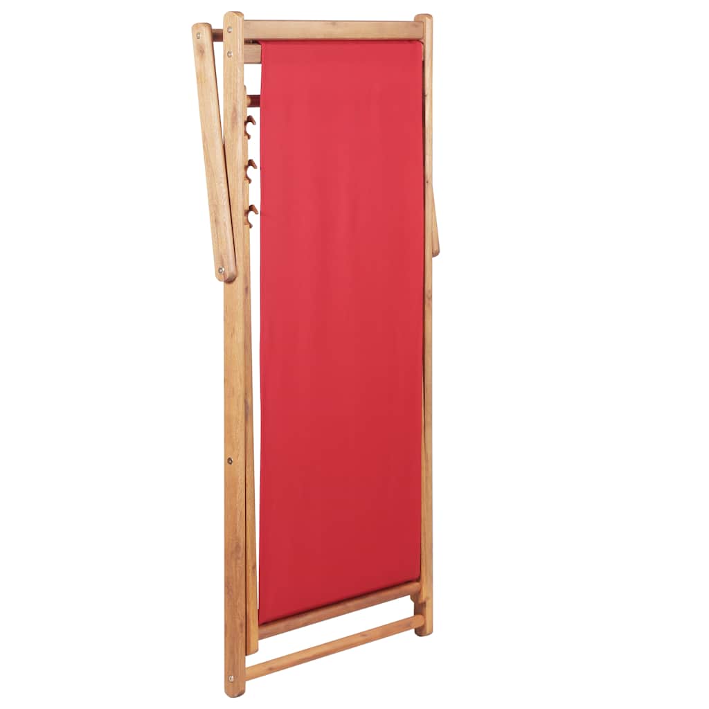 Klapstol i stof og træramme i rød